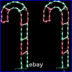 Set of 4 Red Green LED Lighted Yard Art Wireframe Candy Canes Christmas Display