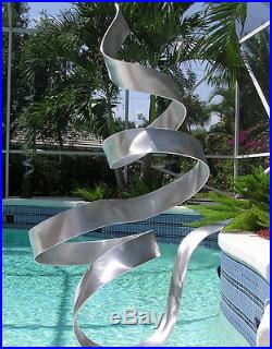 Silver Modern Metal Garden Sculpture Freestanding Metal Art Yard Decor Whisper