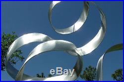 Silver Modern Metal Garden Sculpture Freestanding Metal Art Yard Decor Whisper