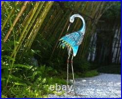 Solar Crane Statue Sculpture Bird Heron Art Decor Home Modern Yard Patio Lawn