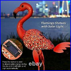 Solar Flamingo Garden Statues Decor Lawn Yard Garden Sculpture Bird Patio Art