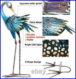Solar Heron Crane Statue Sculpture Bird Art Decor Home Modern Yard Patio Lawn
