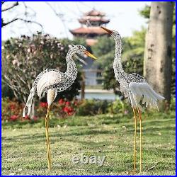 Solar Heron Crane Statue Sculpture Bird Art Decor Home Modern Yard Patio Lawn