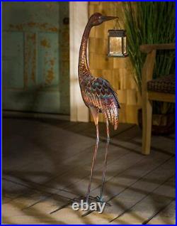 Solar Lantern Crane Statue Sculpture Bird Heron Art Decor Home Yard Patio Lawn