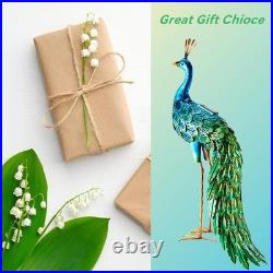 Solar Peacock Garden Statue Metal Yard Art Decor