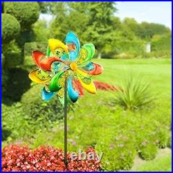 Sowsun Extra Large Wind Spinner Outdoor Metal Yard Sculpture, 24 Dia 71 Tall G