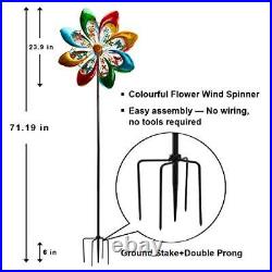 Sowsun Extra Large Wind Spinner Outdoor Metal Yard Sculpture, 24 Dia 71 Tall G