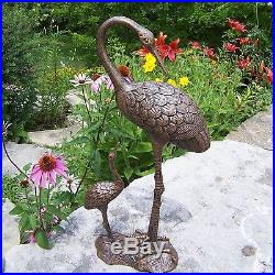 Standing Cranes Outdoor Metal Garden Statue Bird Yard Art Sculpture Decoration