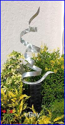 Statements2000 Abstract Metal Yard Art Garden Sculpture Jon Allen Silver Twist