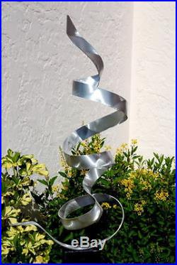 Statements2000 Abstract Metal Yard Art Garden Sculpture Jon Allen Silver Twist