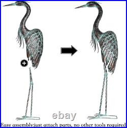 Steady Decorative Metal Crane Statues Durable Outdoor Accent, 42-46 Inch Sizes