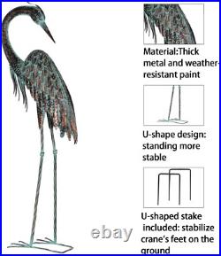 Steady Decorative Metal Crane Statues Durable Outdoor Accent, 42-46 Inch Sizes
