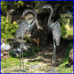 Steady Decorative Metal Crane Statues Durable Outdoor Accent, 42-46 Inch Sizes