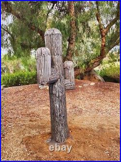 Steel Cactus Sculpture, Large Garden Art, Horseshoe Cactus, Metal Yard Art