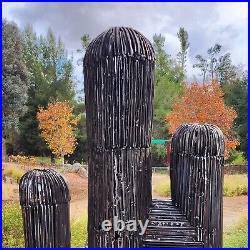 Steel Cactus Sculpture, Large Garden Art, Horseshoe Cactus, Metal Yard Art