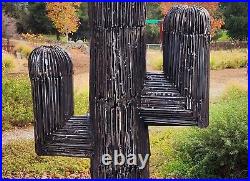 Steel Cactus Sculpture, Large Garden Art, Horseshoe Cactus, Metal Yard Art