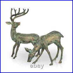 Stunning Aluminum Decorative Deer Pair Garden Centerpiece Sculpture Decor