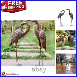 Stunning Set of 2 Bronze Crane Statues 27.56