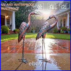 Stunning Set of 2 Bronze Crane Statues 27.56