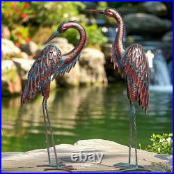 Stunning Set of 2 Bronze Crane Statues 27.56