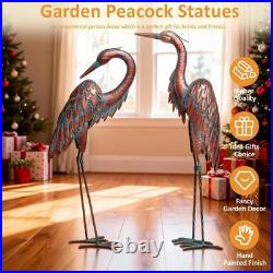 Stunning Set of 2 Bronze Crane Statues 27.56