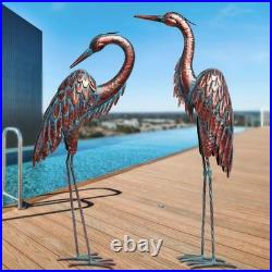 Stunning Set of 2 Bronze Crane Statues 27.56