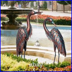 Stunning Set of 2 Bronze Crane Statues 27.56