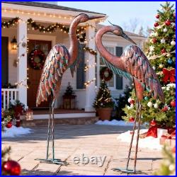 Stunning Set of 2 Bronze Crane Statues 27.56