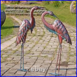 Stunning Set of 2 Bronze Crane Statues 27.56