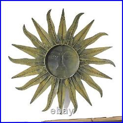 Sun Metal Wall Art Sculpture Distressed Sunburst Gray Gold Indoor Outdoor Decor