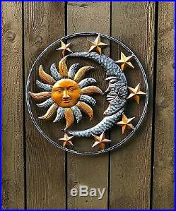 Sun Moon Wall Art Metal Plaque Decor Hang Deck Patio Yard Porch Garden Fence Inn