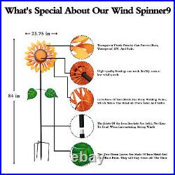Sunflower Wind Spinner, Large Metal Wind Sculpture, Garden Yard Windmill 84 inch