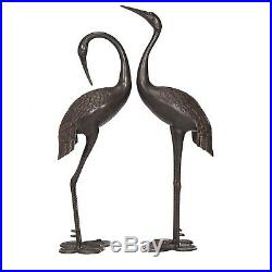 Sunjoy Garden Statues Set of 2 Cranes Metal Garden Yard Art Bronze Sculpture