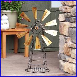 Sunnydaze Golden Metal Windmill Statue Garden Yard Art- Backyard Sculpture 26