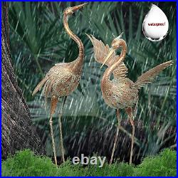 TERESA'S COLLECTIONS Metal Crane Garden Sculptures & Statues for Yard Decor, Lar