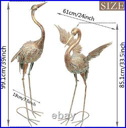 TERESA'S COLLECTIONS Metal Crane Garden Sculptures & Statues for Yard Decor, Lar