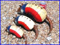 THREE Metal Art Texas Armadillos, Junk Iron Yard Art, HAND painted Garden