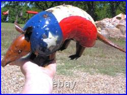 THREE Metal Art Texas Armadillos, Junk Iron Yard Art, HAND painted Garden
