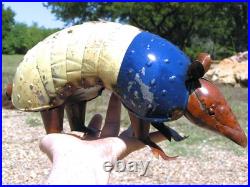 THREE Metal Art Texas Armadillos, Junk Iron Yard Art, HAND painted Garden