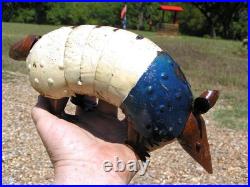 THREE Metal Art Texas Armadillos, Junk Iron Yard Art, HAND painted Garden