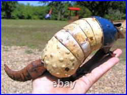 THREE Metal Art Texas Armadillos, Junk Iron Yard Art, HAND painted Garden