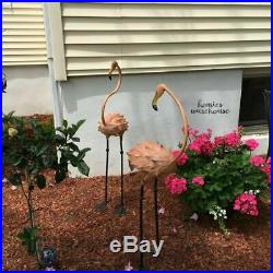 Tall Flamingo Metal Garden Statue 2 Pc 41 Outdoor Sculpture Yard Art Home Decor
