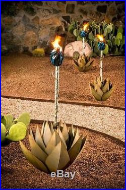 Tiki Torch Artificial Plants Outdoor Torches Metal Yard Sculpture LARGE Agave
