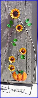 Trellis WithSunflower & Pumpkin Yard Handmade Metal Art Figure Sculpture 74