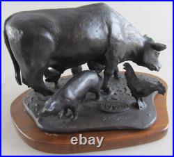 Troy Anderson / Don Tyson Farm Yard Animals Signed Bronze Sculpture on Wood