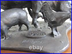 Troy Anderson / Don Tyson Farm Yard Animals Signed Bronze Sculpture on Wood