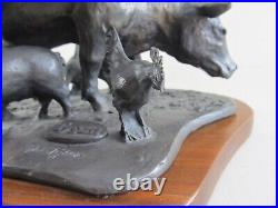 Troy Anderson / Don Tyson Farm Yard Animals Signed Bronze Sculpture on Wood