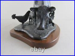 Troy Anderson / Don Tyson Farm Yard Animals Signed Bronze Sculpture on Wood