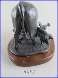 Troy Anderson / Don Tyson Farm Yard Animals Signed Bronze Sculpture on Wood