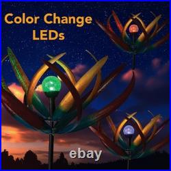 Tulip Wind Spinner Solar Powered Glass Ball Outdoor Garden Decoration 74 Tall